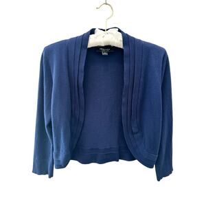 RN STUDIO | Blue Open Front Knit Cropped Cardigan Sweater | Small